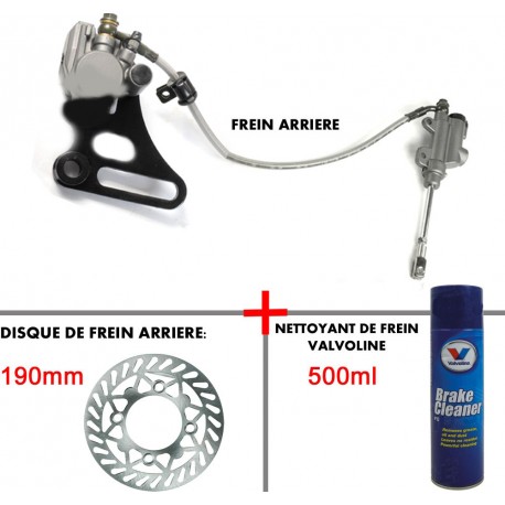 Kit frein arriere d'origine simple piston + Disque de Frein 190mm + Nettoyant de Frein Valvoline 500ml pour Dirt Bike