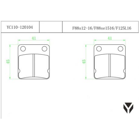 Jeu de Plaquettes de Frein Arriere 1 Piston pour YCF 2008-2013