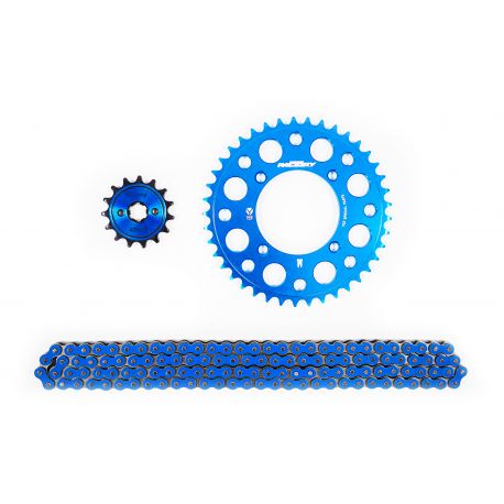 Kit chaine 420 CNC Bleu 