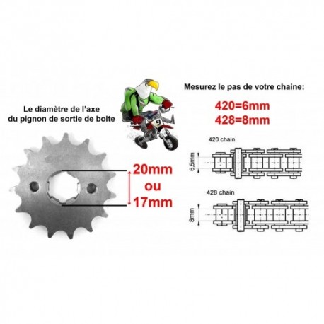 Pack Chaine CNC YCF Rouge/Rouge (420/17mm) 